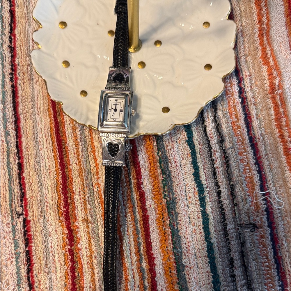 Brighton Black and Silver Heart Accent Watch